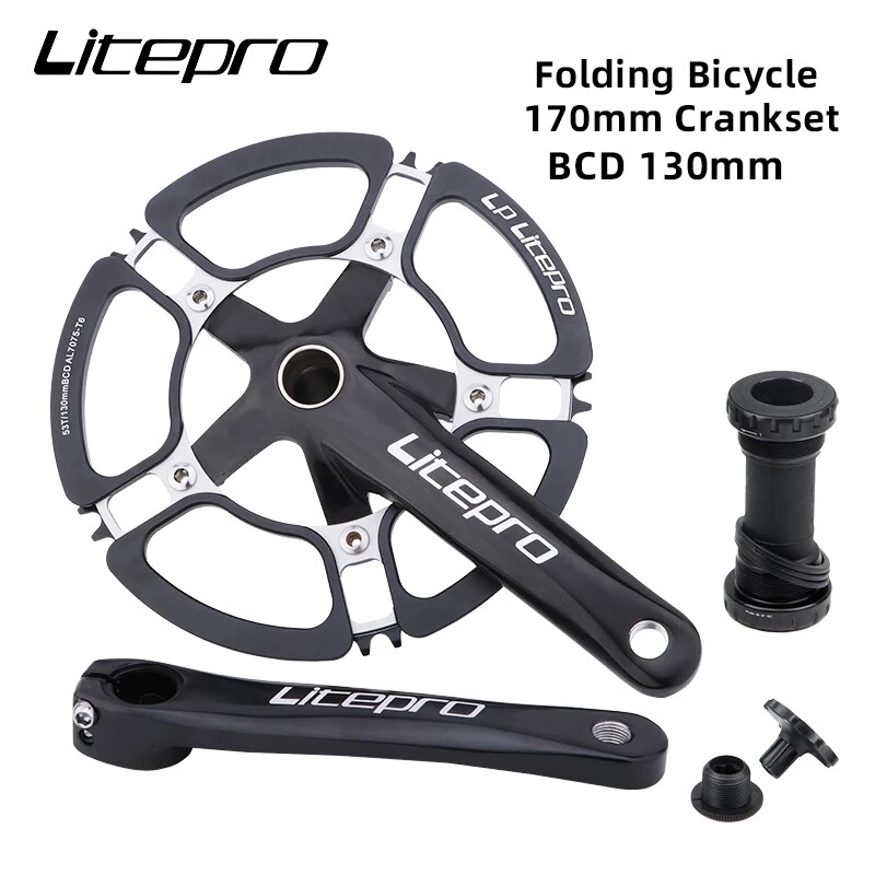 LP Litepro Đĩa Xích Gấp Cho Xe Đạp BMX Đĩa Xích 170Mm BCD130mm Đĩa Xích Đơn 53T/56T/58T Đĩa Xích Xe Đạp Rỗng