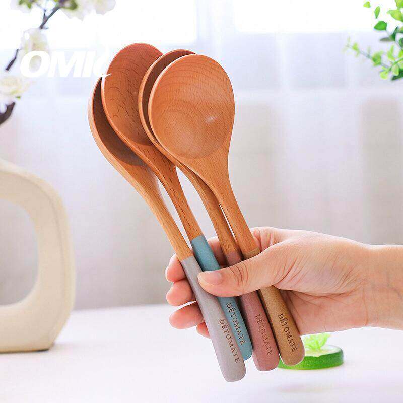 OMK Japanese Style Beechwood solid wood material korean wood spoon set ราคา 83 บาท*ส่งฟรี