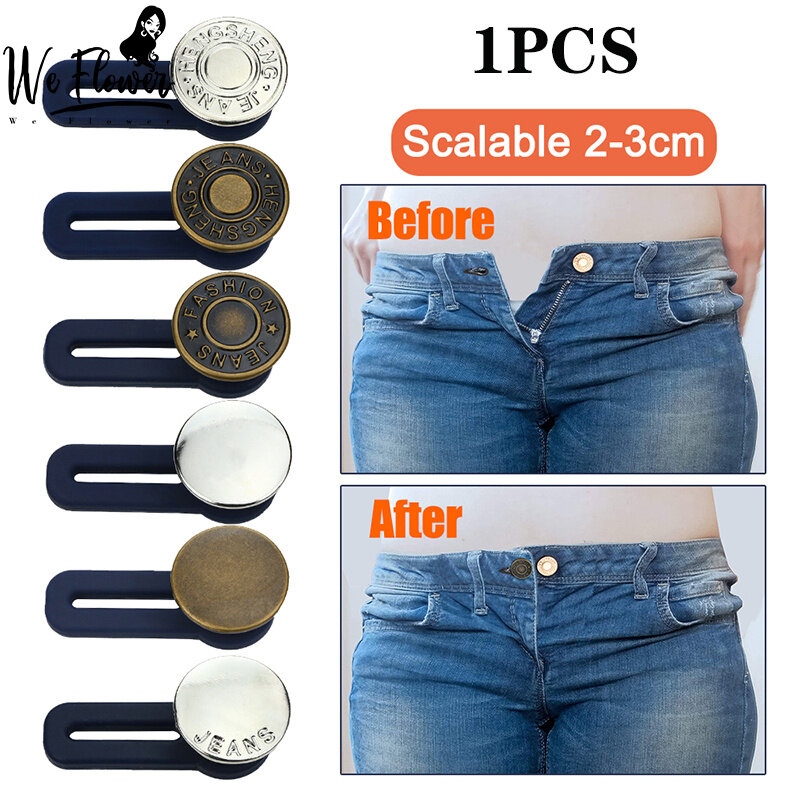 We Flower 1PC Metal Button Extender For Pants Jeans Free Sewing Adjustable