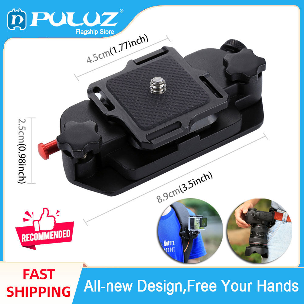 PULUZ Capture Camera Clip Aluminum Alloy Quick Release Clip with Plate for Gopro10 9 Gopro 8 7 DJI Dslr DSC Camera Canon Nikon Sony Fuji Pentax Ricoh Leica Panasonic Olympus