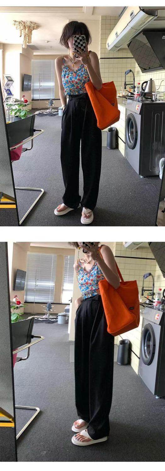 Solid color canvas bag 2021 New ins women's bag large capacity simple female student Korean style one shoulder literary shoulder bag