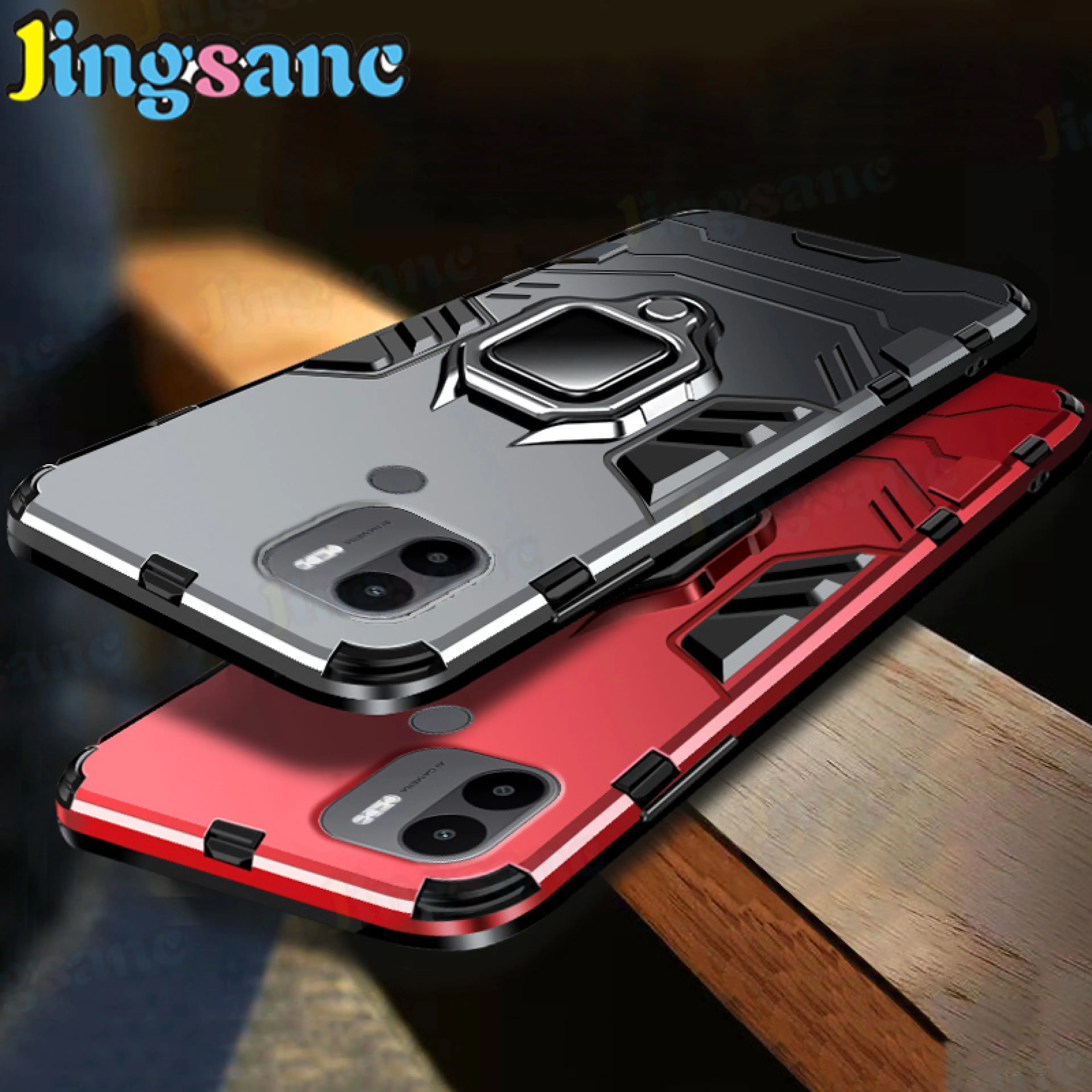 Jingsanc For Xiaomi Redmi A2+/A1+ Case Shockproof Casing With 360 Rotating Car Holder Adsorption Hard PC+Soft Silicone Frame Protection Back Cover xiaomi redmi a2+/a1+