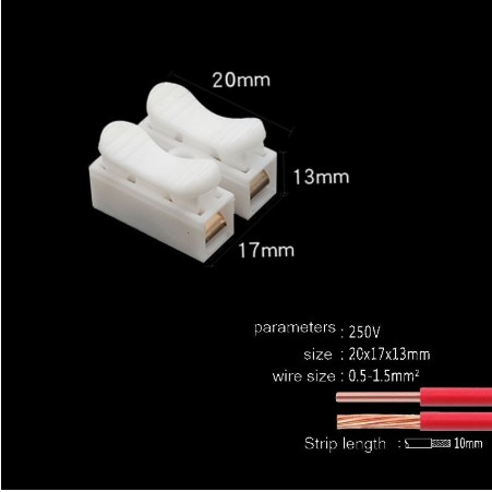 30 Pcs CH-2 CH-3 Spring Wire Quick Connector 2P 3P Electrical Crimp Terminals Block Splice Cable Clamp Easy Fit Led Strip