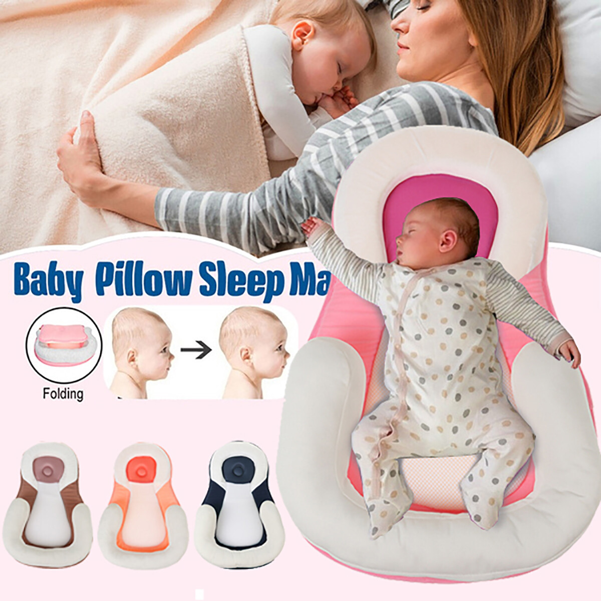 Gối Rập Khuôn 0-12 Tháng, Gối Em Bé Mới Điều Chỉnh Tựa Đầu Chống Lệch Gối Cotton Chất Lượng Cao Dành Cho Trẻ Sơ Sinh