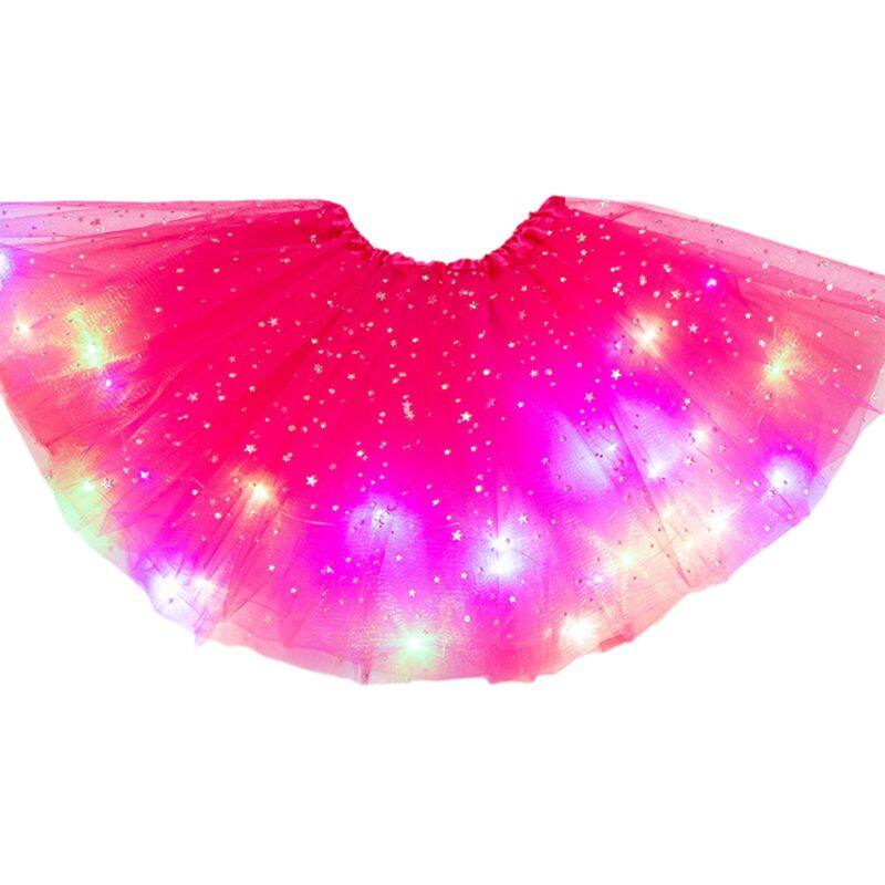 ผู้หญิง Star Tutu กระโปรง LED Light Up นีออนที่มีสีสัน Dance PARTY ชุดสั้น