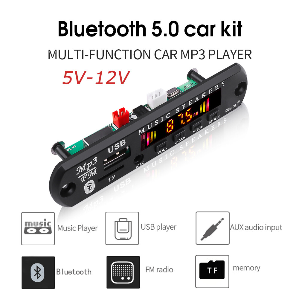 Mô-đun Bảng Giải Mã Bluetooth 5.0 Không Dây Máy Phát Giải Mã Âm Thanh MP3 WAV WMA FLAC APE Màn Hình LCD Màu DC 5V 12V Hỗ Trợ USB Thẻ TF Đài FM Bộ Đầu Vào AUX 3.5Mm Cho Xe Hơi Kèm Điều Khiển Từ Xa