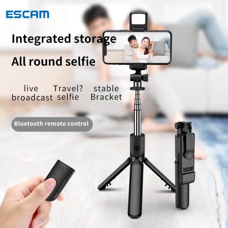 【NEW】ESCAM Chân Quay Tripod điện Thoại Gậy Chụp ảnh 3 Chân S03-S đỡ điện Thoại Quay Tự động Máy Ảnh Để Phát Sóng Trực Tiếp Gậy Chụp Ảnh Tự Sướng Bluetooth Chân Máy Đơn Cầm Tay Dạng Ống Lồng + Chân Máy Ẩn Có Đèn Rọi