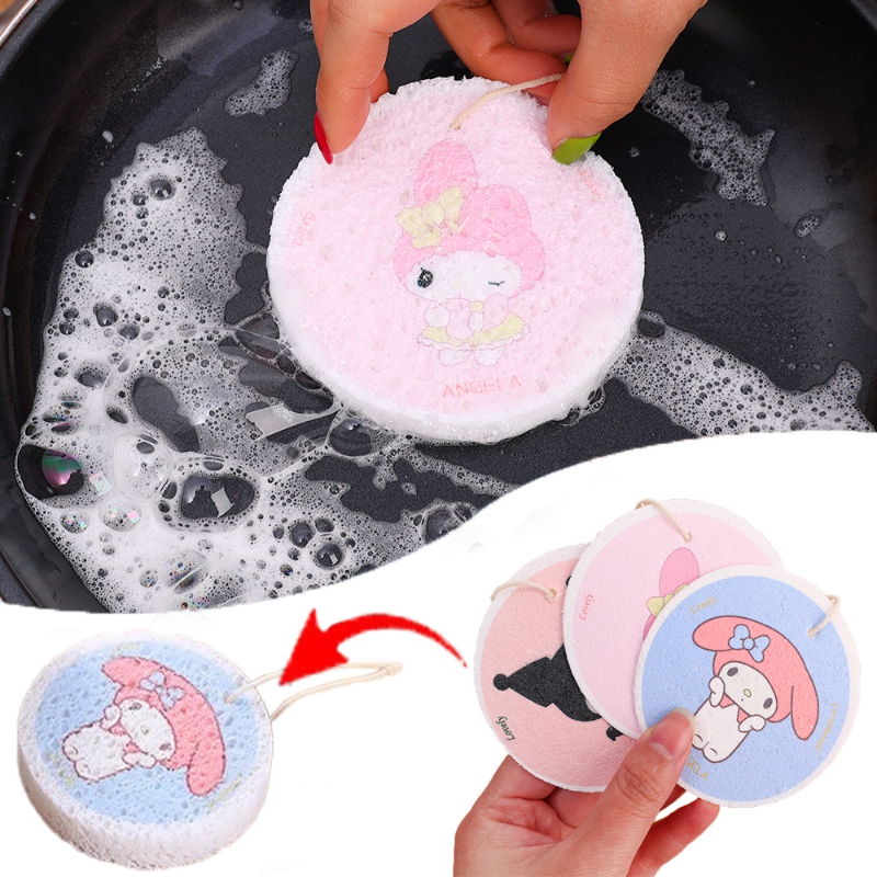 3 miếng bọt biển sanrio hoạt hình miếng bọt biển lau bột gỗ miếng cọ rửa miếng nén miếng bọt rửa chén bát miếng lau nồi dụng cụ làm sạch rửa chén bát cho nhà bếp chất tẩy rửa bọt biển