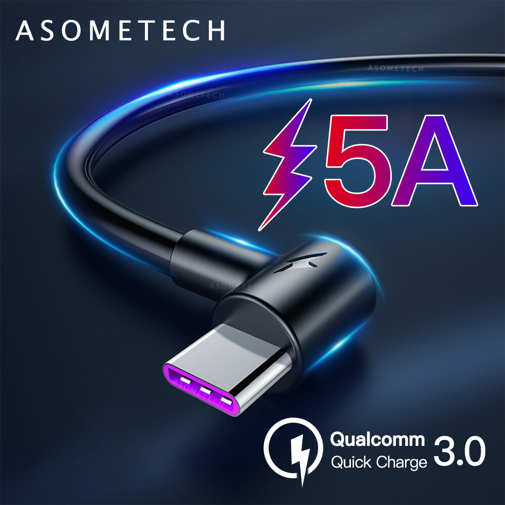 Cáp usb sạc nhanh 5a 90 độ loại c cáp dữ liệu sạc nhanh cho samsung huawei xiaomi oppo vivo dây sạc