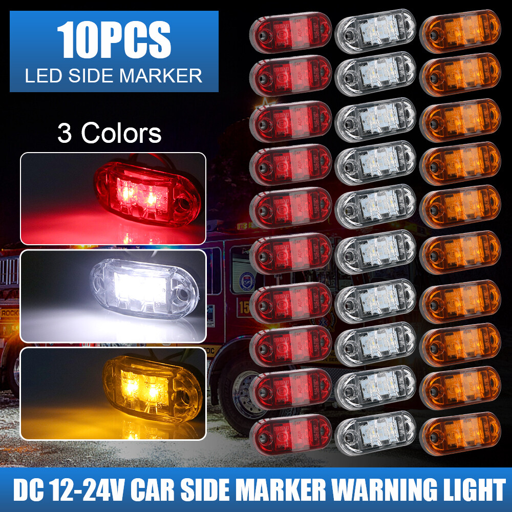 Phụ kiện xe hơi màu vàng đèn led đánh dấu bên hông 12v 24v màu đỏ đèn đuôi cảnh báo 10 chiếc đèn ngoài xe hơi ô tô xe tải xe moóc màu trắng
