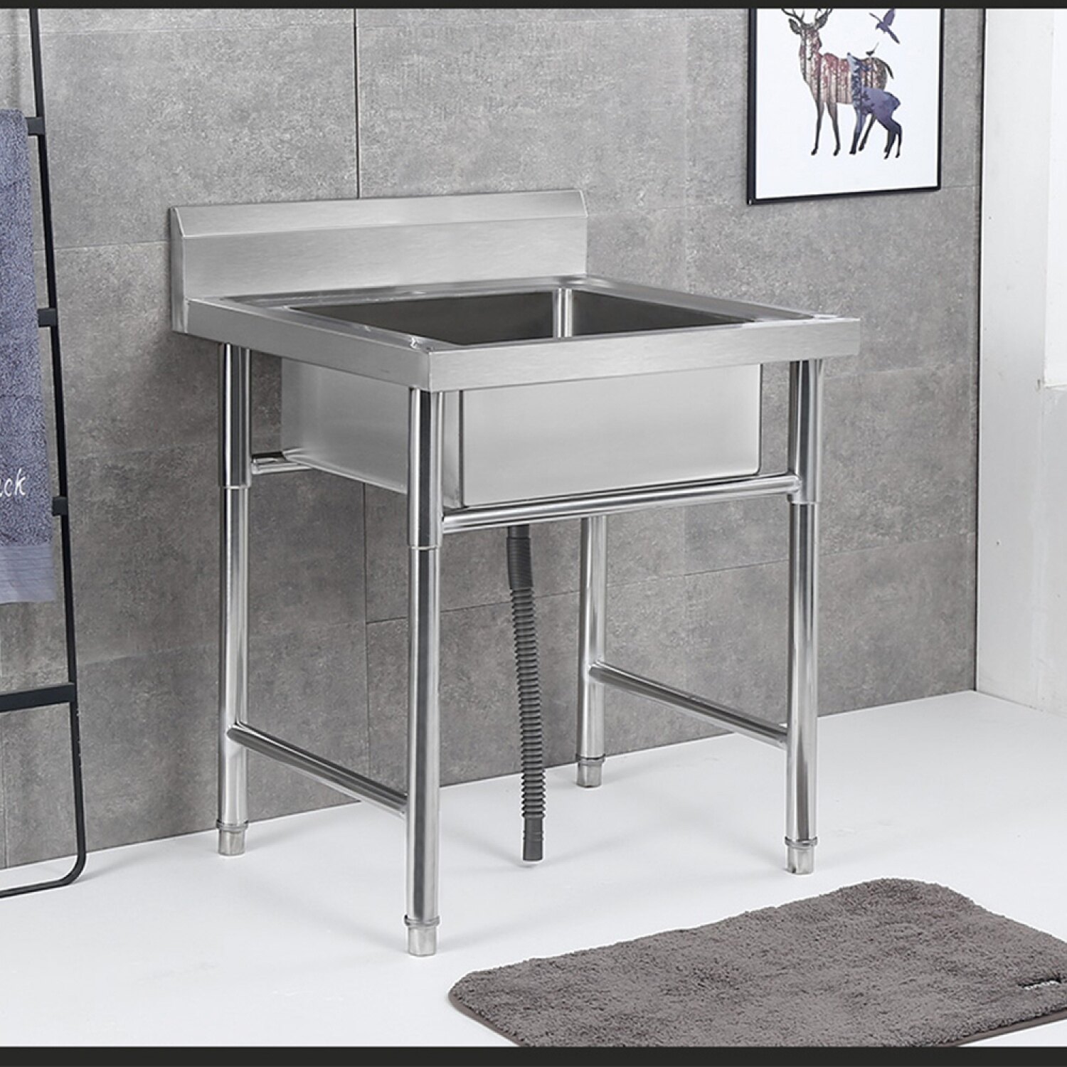 Global House CROWN อ่างล้างจานพร้อมขาตั้ง 1 หลุมไม่มีที่พัก ขนาด 60x60x80 ซม. SMART BOWL รับประกันของเเท้! ราคา 4,590 บาท*ส่งฟรี