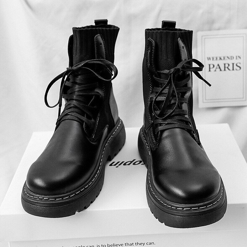Tactical Ankle Boots Men Outdoor PU Leather Man Boots Us Boots For Men Shoes Casual Black Boots