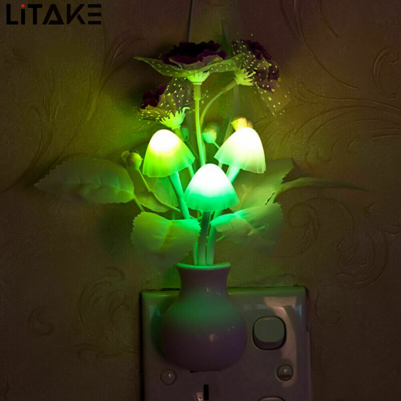 LITAKE LED Lilac Night Lamp Lovely Colorful Mushroom Romantic Lilac Night