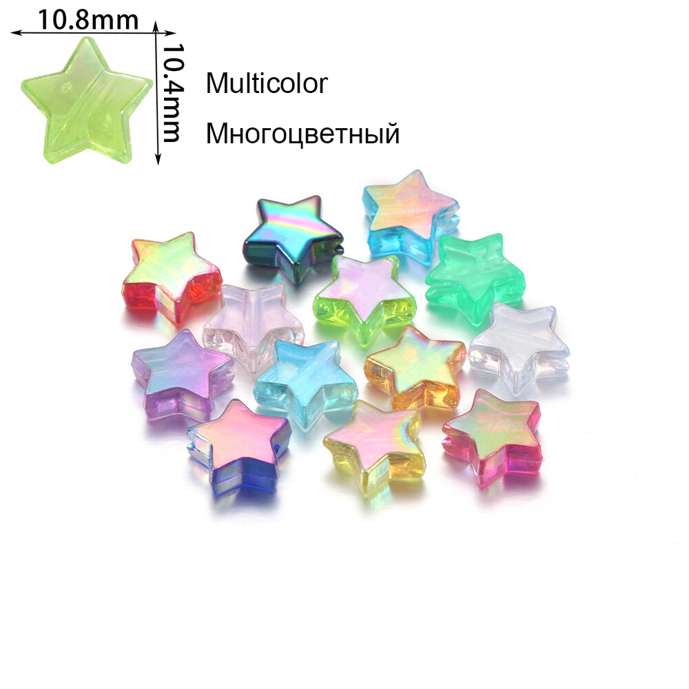 Hàng Sẵn Có 100 Cái/gói 1.6Mm Màu Acrylic Ngôi Sao Năm Cánh Hạt Cho Tự Làm Vòng Cổ Vòng Tay Phụ Kiện Thời Trang Đồ Trang Sức
