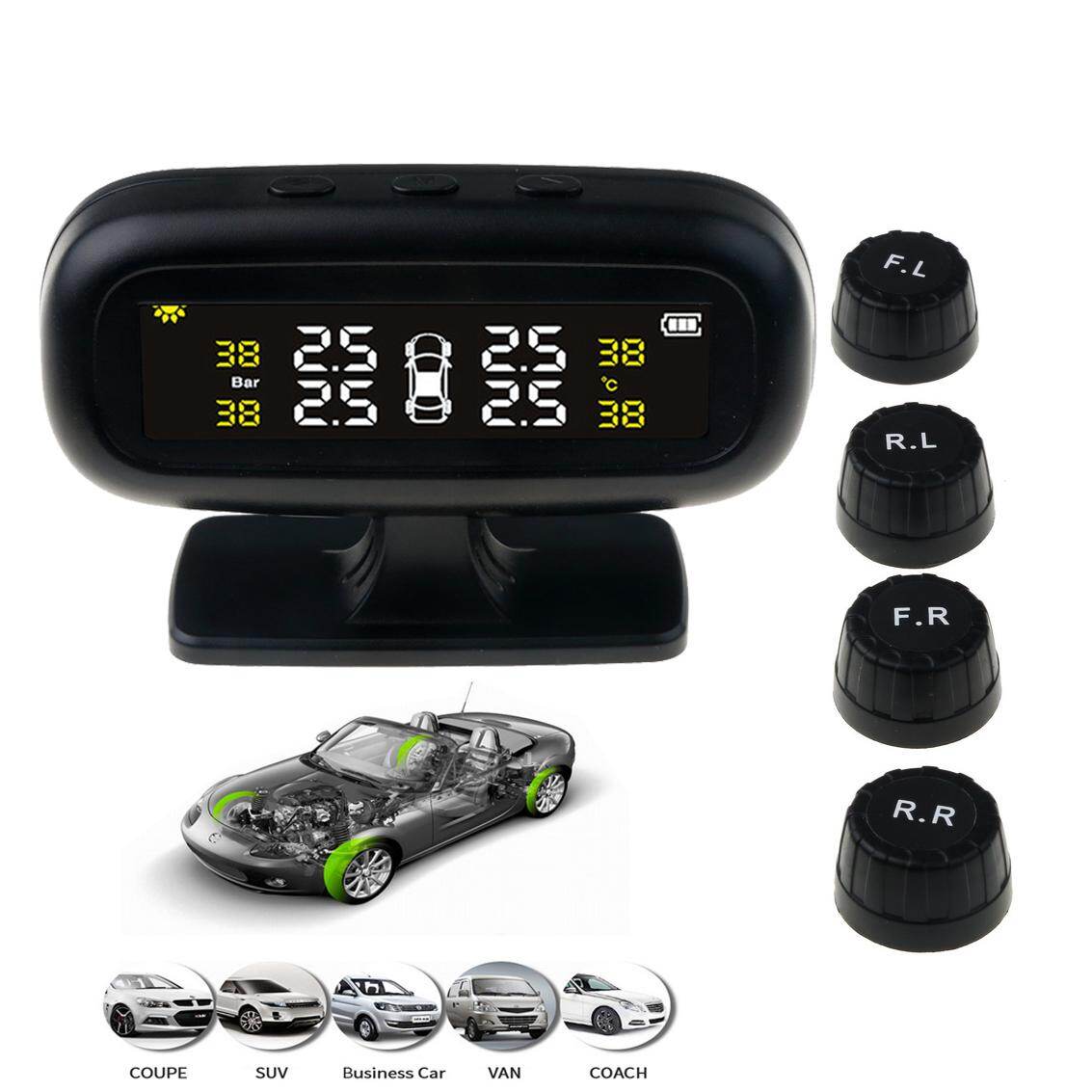 โซลาร์tpms ความดันยางรถปลุกระบบควบคุม LCD จอแสดงผลอัจฉริยะอุณหภูมิ 4 เซ็นเซอร์ภายนอกรถความปลอดภัยตัวปรัับต่อสัญญาณเตือน โซลาร์tpms ความดันยางรถปลุกระบบควบคุม LCD จอแสดงผลอัจฉริยะอุณหภูมิ 4 เซ็นเซอร์ภายนอกรถความปลอดภัยตัวปรัับต่อสัญญาณเตือน