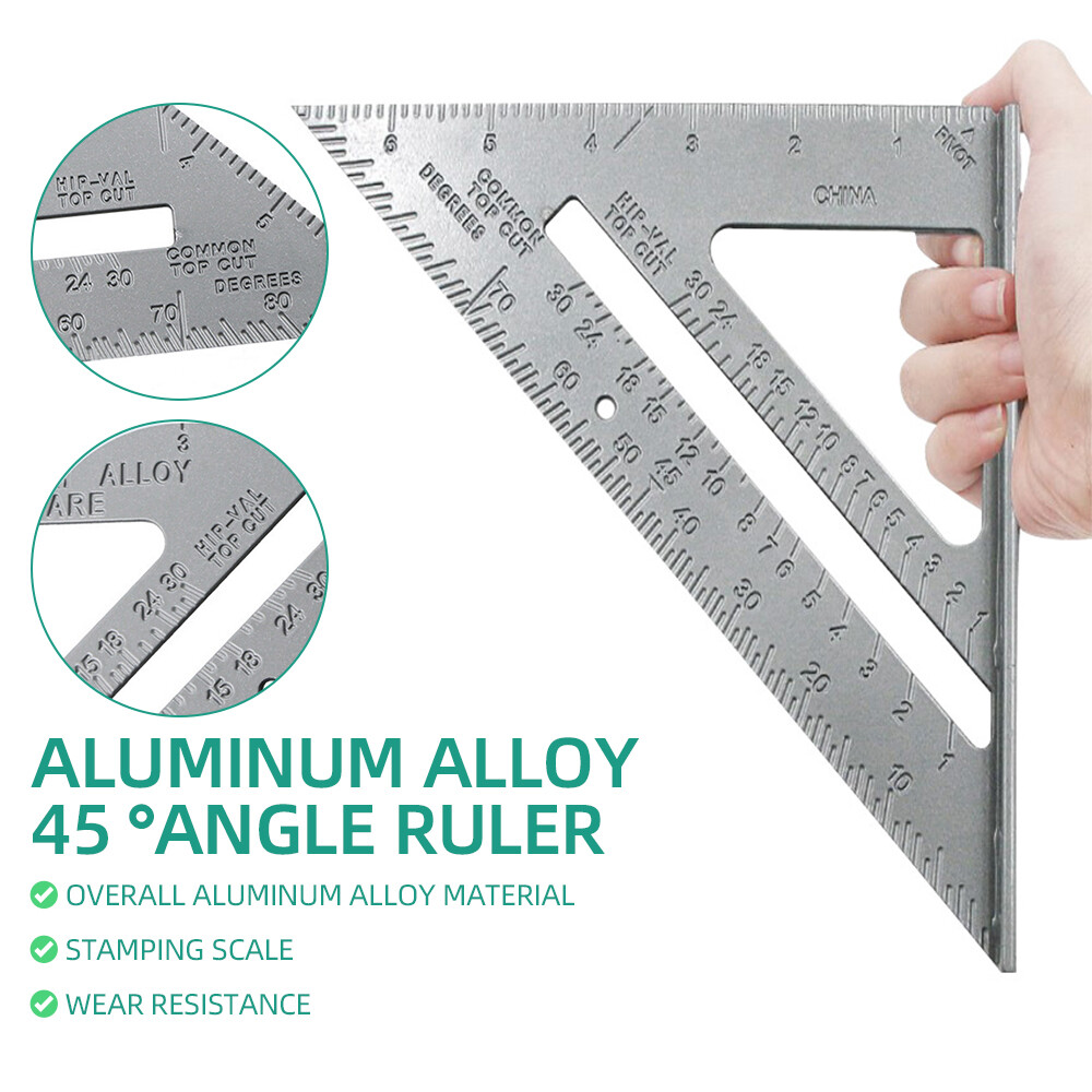 Diyiot 7 inch đế thước đo tam giác kèo thước đo góc vuông nhôm tam giác hợp kim thước đo tam giác thước xếp cho kỹ sư thợ mộc