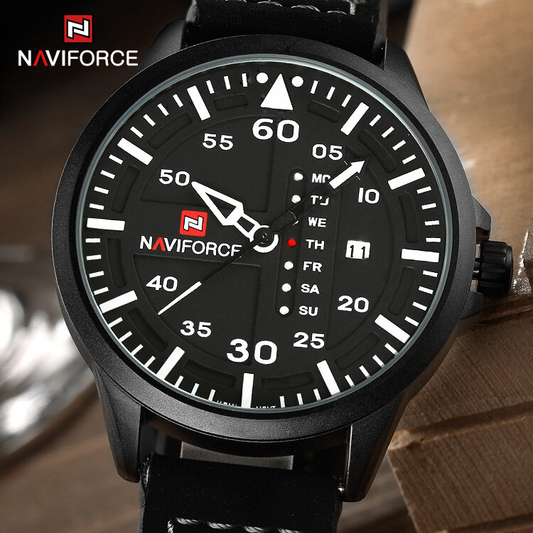 NAVIFORCE 9074 Men Watch Date Week Sport Men Watches Top Brand Luxury Military Army Business Leather Band Quartz Male Clock Lazada