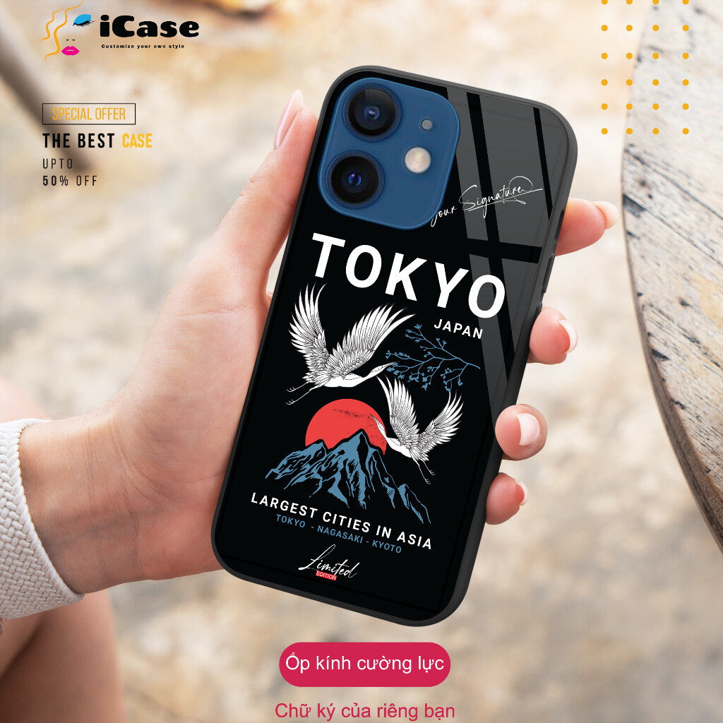 [Đủ mã iPhone] Ốp lưng iCase mặt kính cường lực dành cho iPhone Mẫu Tokyo 01