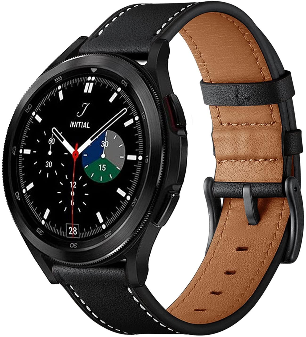 Dây đeo đồng hồ bằng da thích hợp cho Samsung Galaxy Watch 4 40mm/44mm và Galaxy Watch 4 Classic 42mm/46mm; Galaxy Active/Active 2 40mm/44mm; Galaxy Watch 3 41mm /Galaxy Watch 42mm /Gear Sport