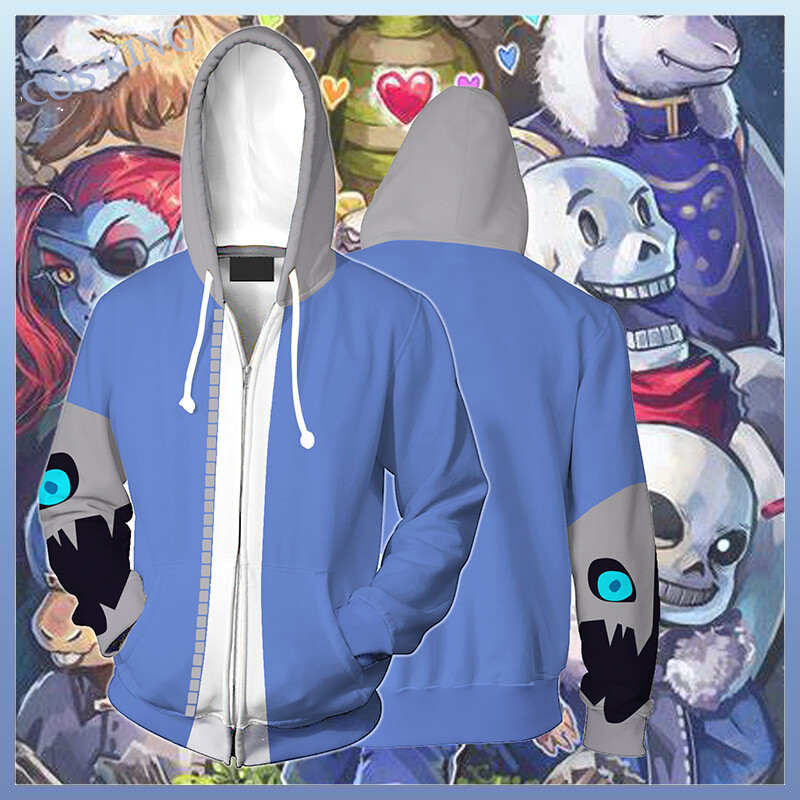 Cosking Game Áo Hoodie Undertale Sans Áo Nỉ Cosplay Trang Phục Áo Hoodie Có Khóa Kéo In 3D Undertale Undyne Áo Khoác Áo