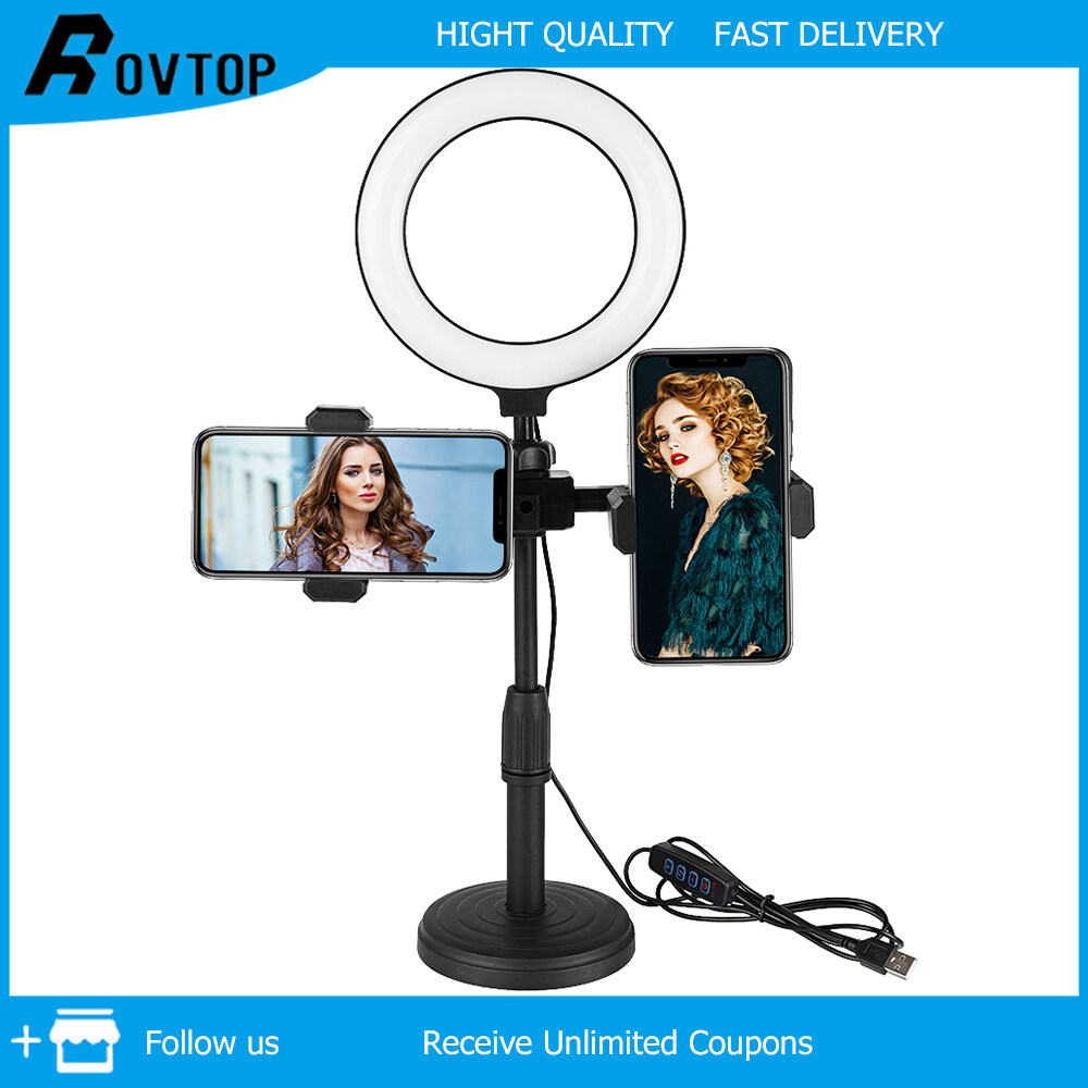 Rovtop Bracket for 2 Phones and 1 Light 3 Modes 360 Rotatable Phone Live
