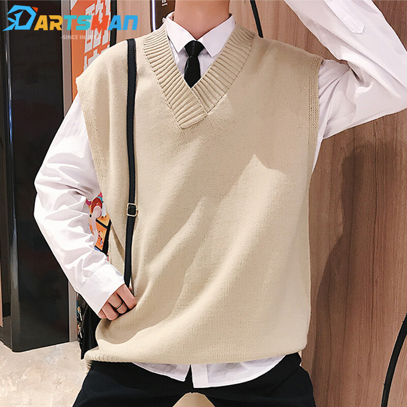 Shop Knitted Vest For Men Khaki with 