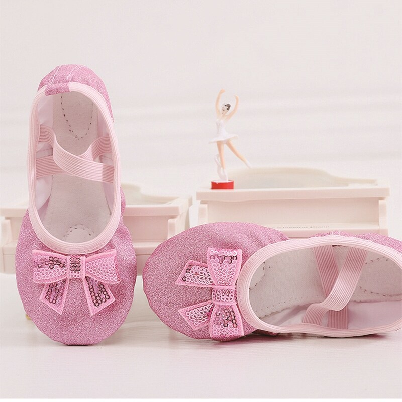 【hot】 Dance Shoes Soft Sole Children 39;s Cat Claw Shoes Girls Dancing Sneakers Ballet Shoes Pointe Shoes Pink Bow Dance Shoes