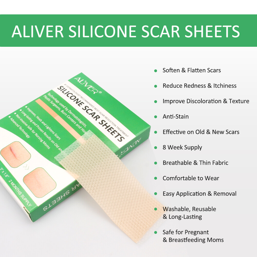 ALIVER 4pcs Scar Removal Sheets Soft Reusable Adhesive Scar Remover for ...