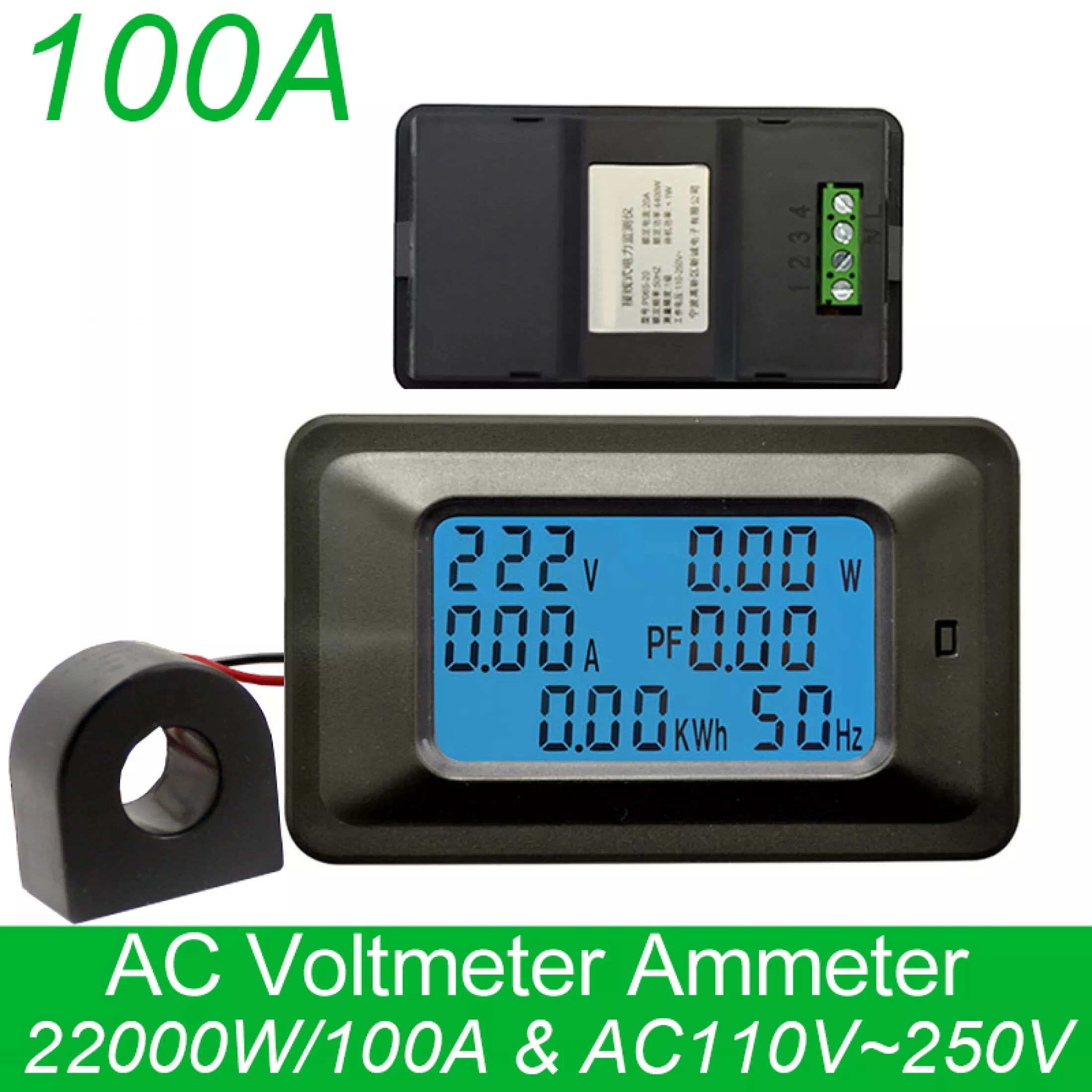 Đồng Hồ Đo Điện Áp Kỹ Thuật Số AC 20A/100A Vôn Kế Công Suất Ampe Kế Vôn Kế Ampe Kế Vôn Kế Hiện Tại Máy Dò