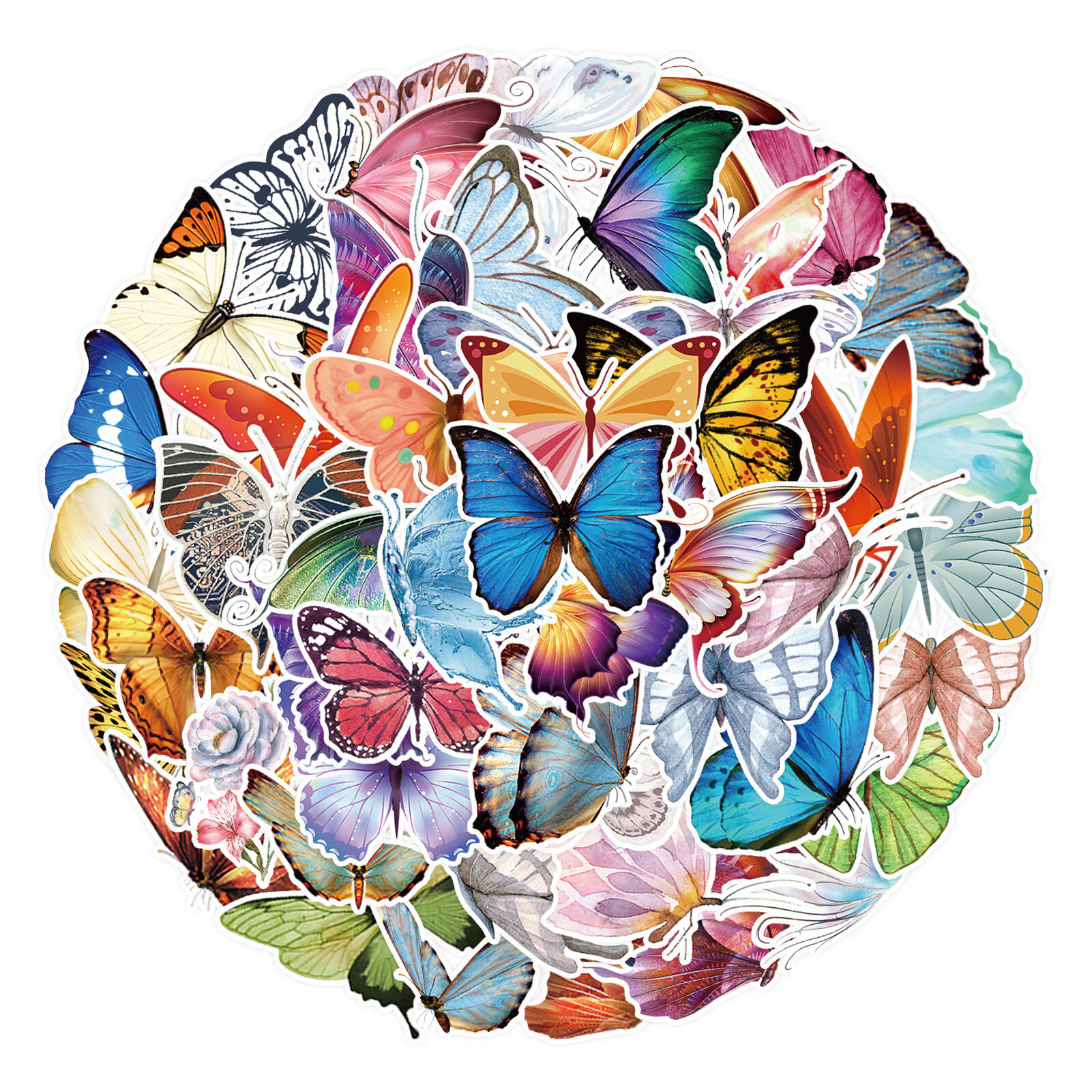 Dece Flor 50 cái/Bộ họa tiết bướm bướm trang trí có thể tháo rời tự dính chống thấm nước nhãn dán hoạt hình nhãn dán tranh vẽ tường đồ dùng học tập nhãn dán hoạt hình không thấm nước