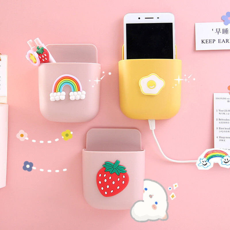 Jue Yi Hộp Đựng Điều Khiển Từ Xa, Giá Đỡ Điện Thoại Di Động Đầu Giường Hoạt Hình Tường Treo Giá Đỡ