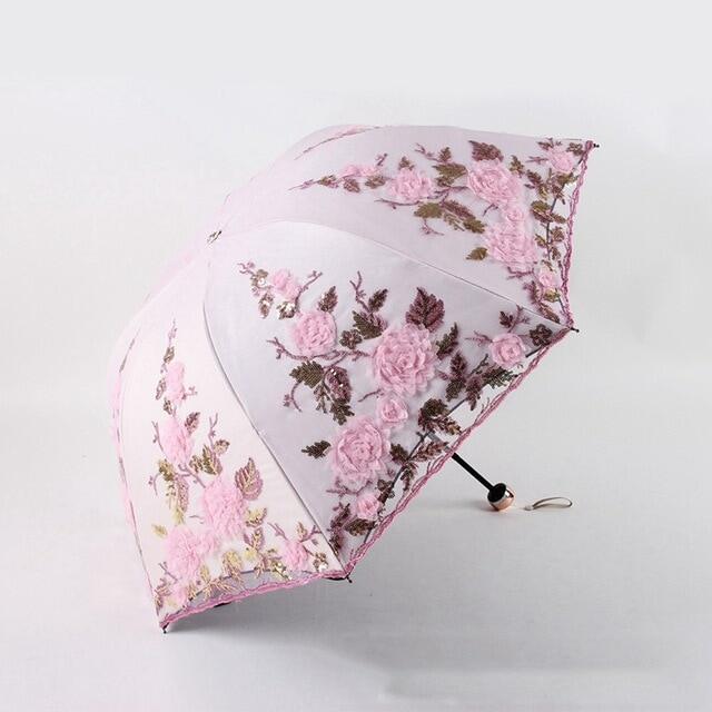 ร่มดอกไม้พับได้กันฝนผู้หญิงสามพับร่มที่กำหนดเองเครื่องมือฝนผู้หญิงร่มสนามที่ไม่ซ้ำกัน
