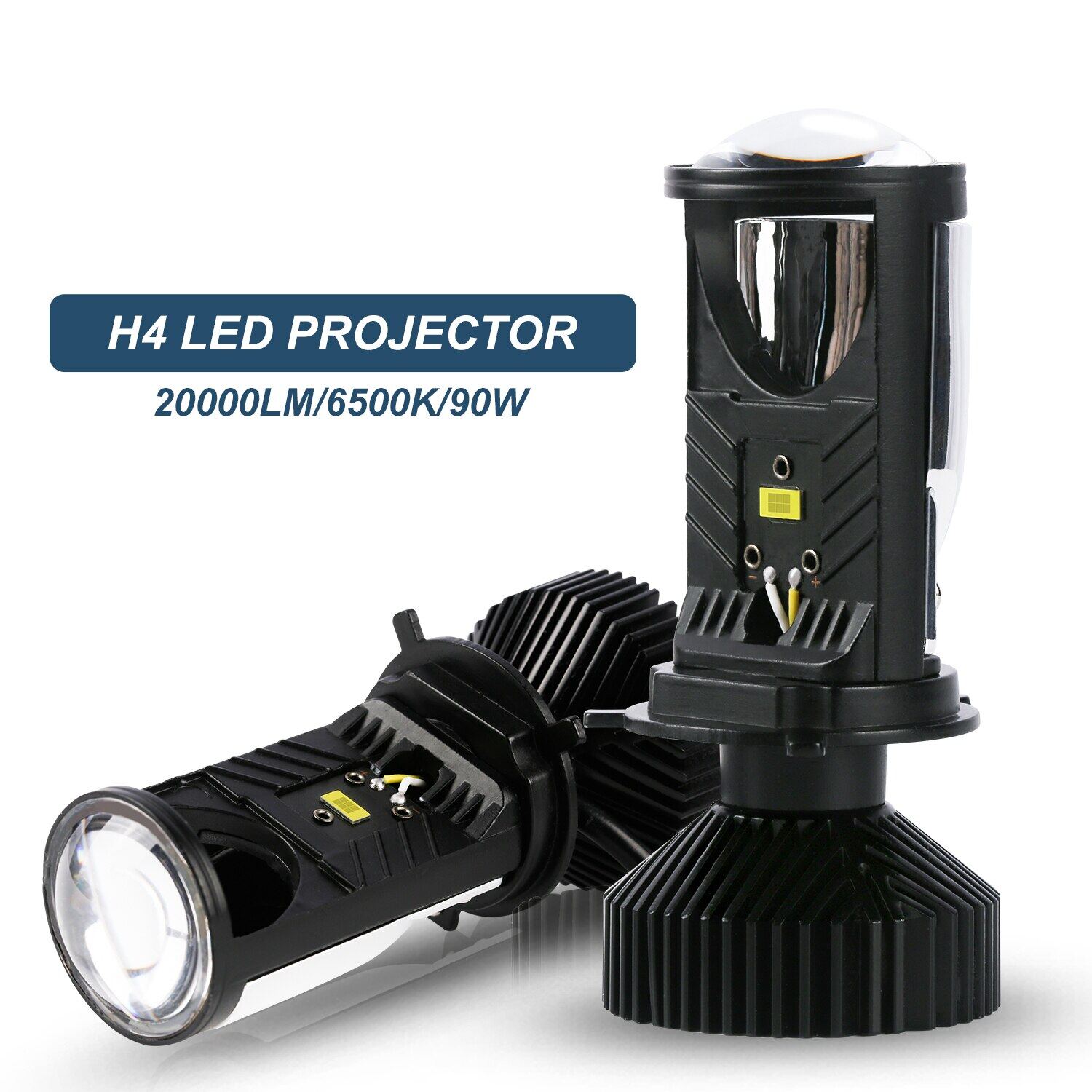 Y6d H4 đèn pha đèn pha LED ống kính máy chiếu Với Fan Làm Mát 90W Ô Tô Hi