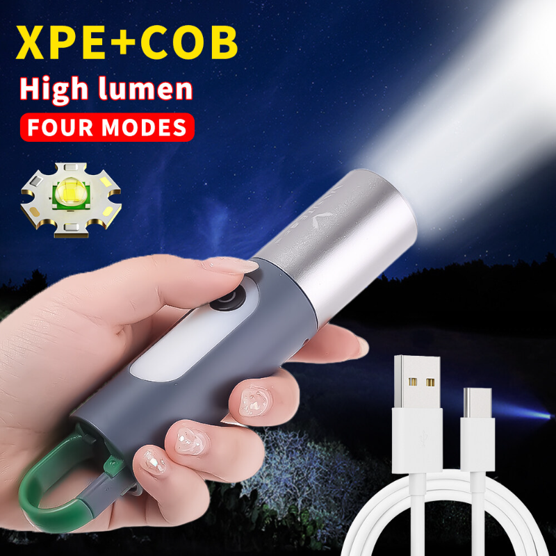 Super Powerful Led Flashlight USB Rechargeable Portable Torch Keychain Lantern Multifunction Light Outdoor Camping Fishing Lamp