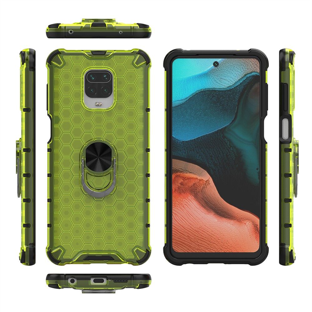 เคสโทรศัพท์สำหรับXiaomi Redmi Note 9 Pro / Note 9 PRO MAX/Note 9Sกรณีรังผึ้งกันกระแทกกับผู้ถือแหวนที่ปิดหลังโทรศัพท์มือถือเปลือก