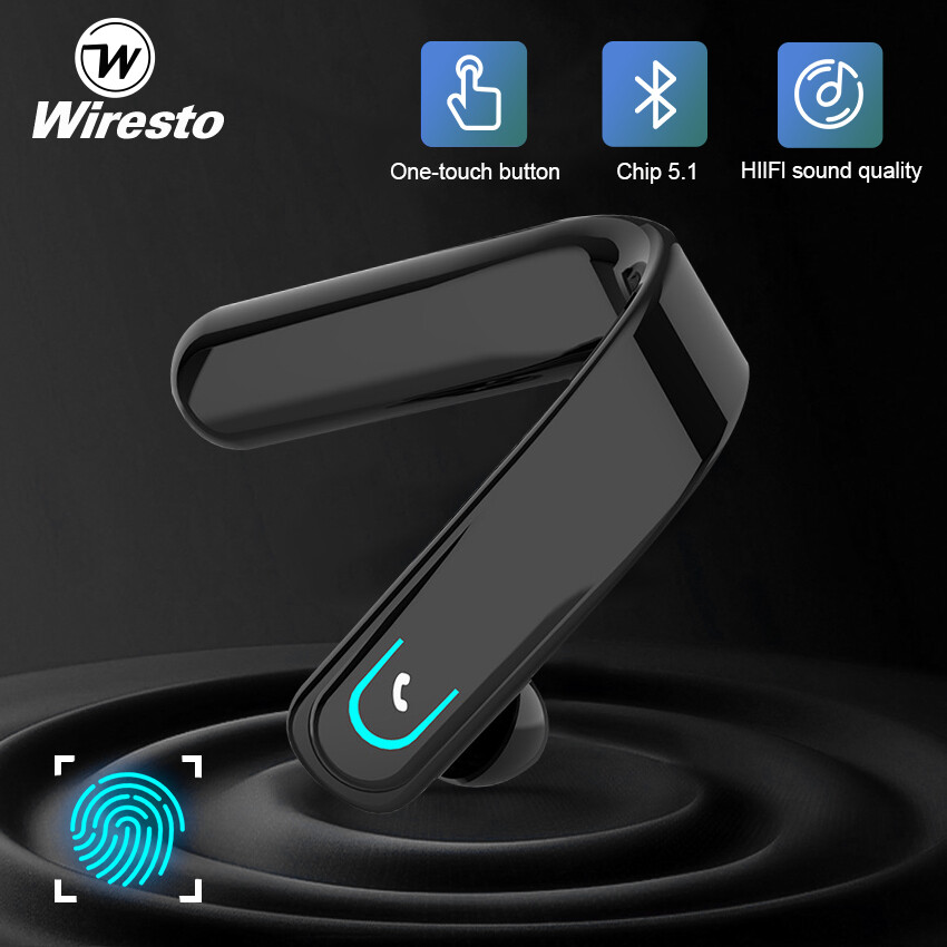 Wiresto Tai Nghe Bluetooth Không Dây Tai Nghe Công Sở Tai Nghe V5.1 Tai Nghe Thể Thao Tai Nghe Âm Thanh Nổi Đơn Có Mic Tai Nghe Thoải Mái Rảnh Tay Khử Tiếng Ồn Âm Thanh Nổi 20 Giờ Thời Gian Chờ Cho Công Việc/Tập Luyện/Lái Xe