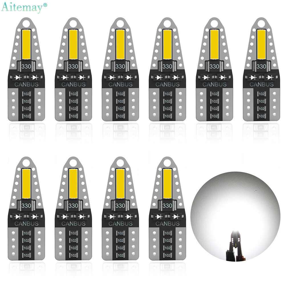 Aitemay 10 Bóng Đèn Led T10 W5W Đèn Tín Hiệu 168 194 7020 SMD 350LM 6000K Đèn Biển Số Đọc Sách Dạng Vòm Đèn Nội Thất Xe Hơi