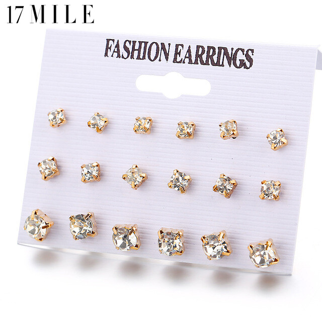 Bộ Bông Tai Ngọc Trai Pha Lê Cổ Điển 17 Dặm Dành Cho Nữ, Bông Tai Chữ Hoa Hàn Quốc Trang Sức Thời Trang Mới Quà Tặng Cho Bữa Tiệc