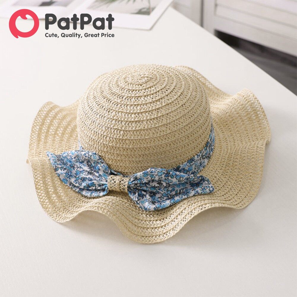 PatPat Toddler Kid Floral Print Bow Decor Straw Hat