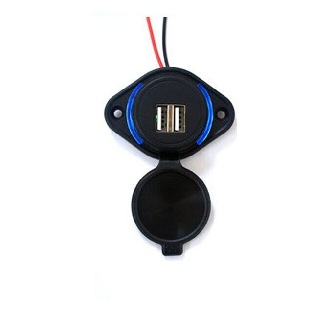 Phổ biến chống thấm nước Bộ chuyển đổi nguồn dây sạc 12/24V xe buýt Xe thuyền xe đèn báo LED kép 2 cổng ổ cắm sạc USB DC 5v3.1a