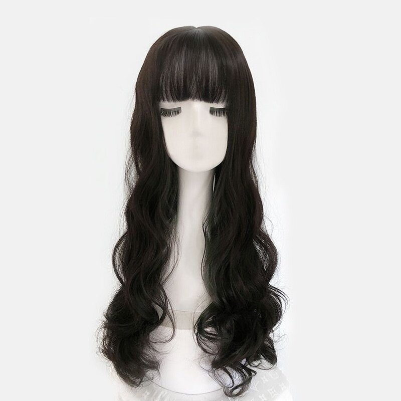 TSE tóc giả tóc dài nữ lưới màu đỏ tóc giả tự nhiên Bìa trứng cuộn Fluffy Tóc Xoăn Dài Giả tóc thật