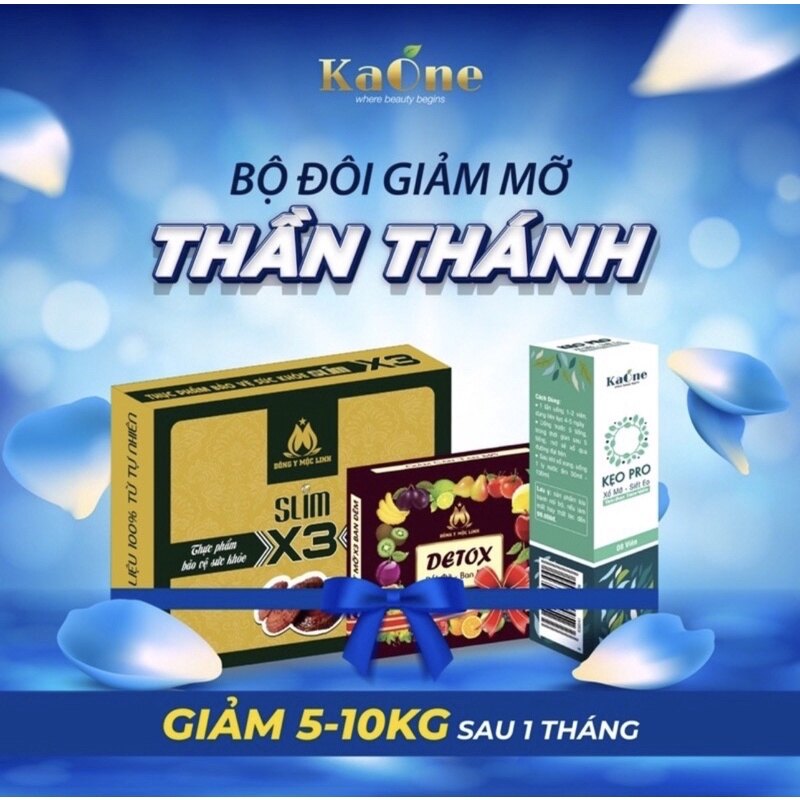 Slim X3 giảm cân chính hãng Đông y mộc linh kèm Detox giảm cân + Kẹo Pro xổ mỡ Siết Eo hiệu quả Combo 3 món