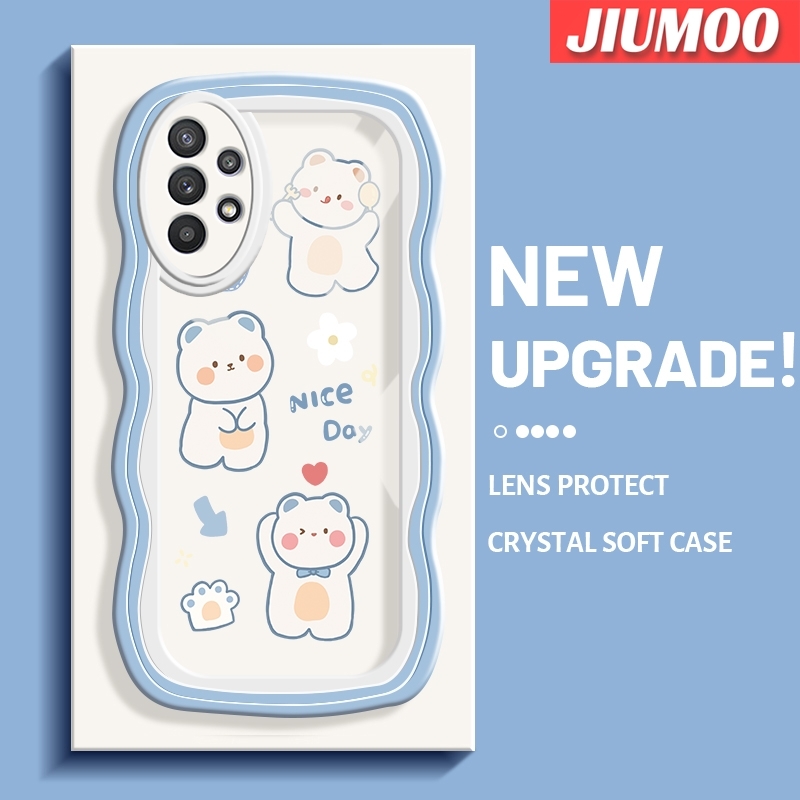 Jiumoocase ốp cho Samsung galaxy a32 4g a32 5g a33 5g m32 5g vỏ máy ảnh sáng tạo màu nhựa tpu trong suốt mềm viền sóng màu họa tiết hình gấu nhỏ hạnh phúc vỏ máy ảnh sáng tạo ốp điện thoại chống sốc vỏ bảo vệ gel silica chống mòn