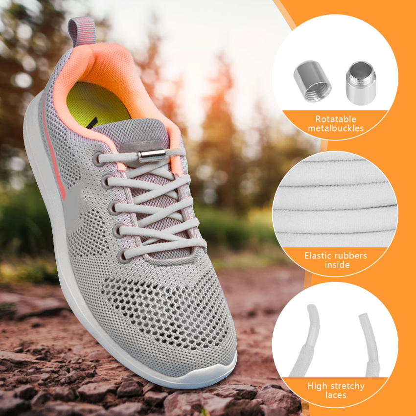 Premium Elastic Shoelaces With Metal Capsules Without Tying,, For Trainers, Running Shoes, Sports Shoes ราคา 38 บาท*ส่งฟรี