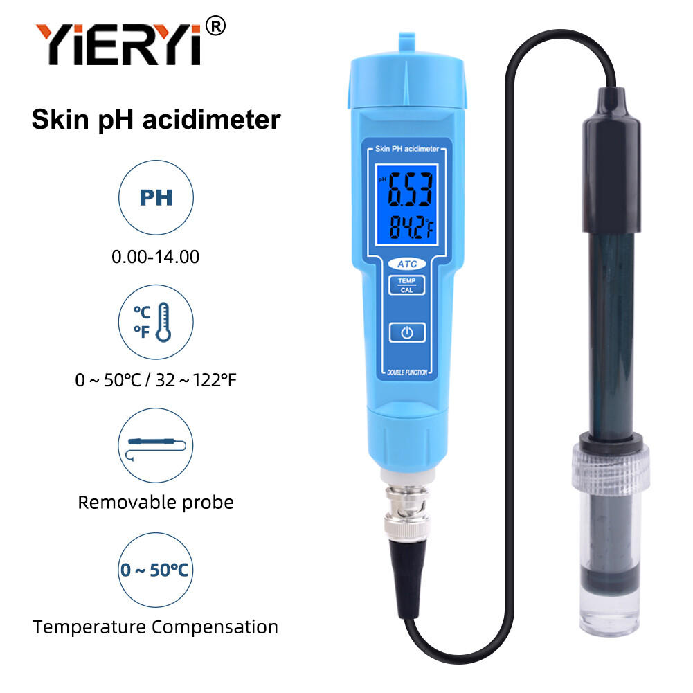 Yieryi Máy Đo PH 2 Trong 1 Máy Đo Nhiệt Độ Cho Máy Đo Độ PH Bỏ Qua Máy Đo Thịt Trái Cây Phòng Thí Nghiệm Bể Bơi