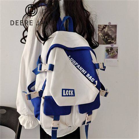Deere Jack ⚡Miễn Phí Vận Chuyển⚡balo ulzzang hàn quốc balo nữ đi học cấp 2 Ba lô nữ sinh viên đại học phong cách Nhật Bản đơn giản Ba lô bé gái màu tương phản thương hiệu hợp thời trang cặp sách trung học thích hợp cho học sinh trung học