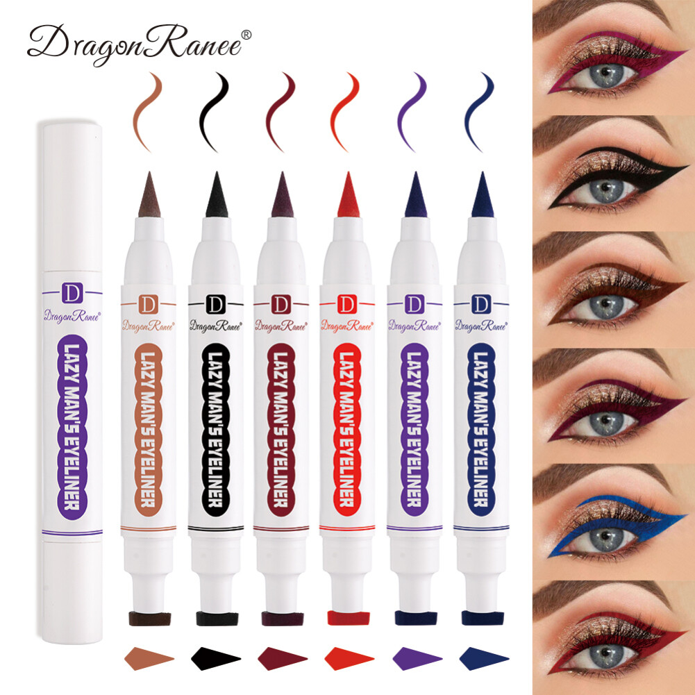 Flowerove bút kẻ mắt dạng lỏng tem nhiều màu hai đầu bút kẻ mắt màu đen nhanh khô chống nước kèm bút kẻ mắt mỹ phẩm bền màu hai đầu