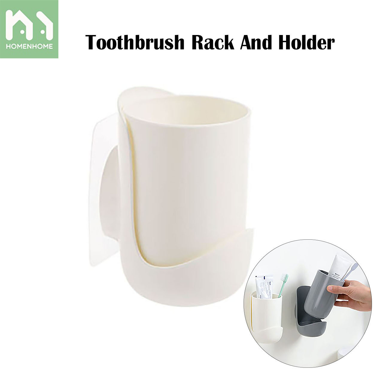 Homenhome Bàn Chải Đánh Răng Giá Tự Dính Nước Súc Miệng Cup Lưu Trữ Giá Phòng Tắm Tường Cup Chủ