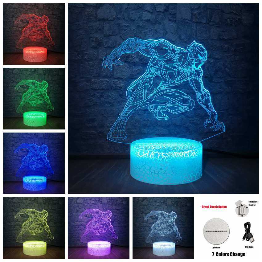 Huyền Thoại Con Báo Đen 3D đèn LED 7 thay đổi màu sắc phòng ngủ USB Đèn