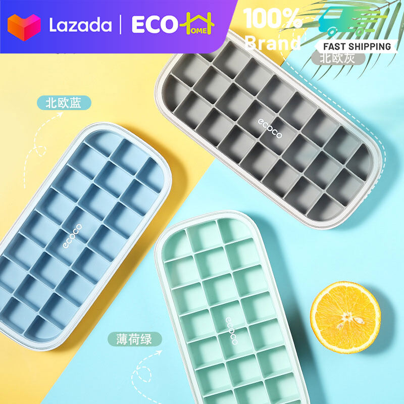 ECO-HOME Khay Đá Viên Silicon Phong Cách Bắc Âu Có Nắp Đậy-Completel Y Stackable Để Tiết Kiệm Không Gian Tủ Đông